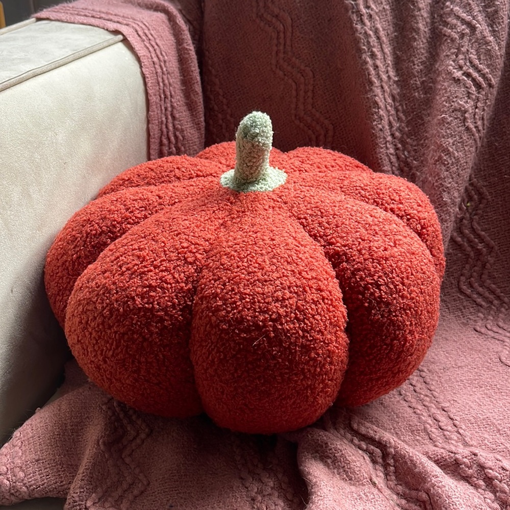 Large Orange pumpkin pillow (16”)